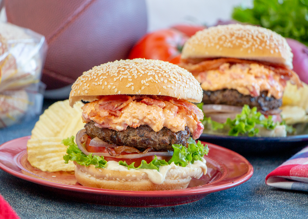 Pimento Cheese Bacon Burger Martin S Famous Potato Rolls And Bread