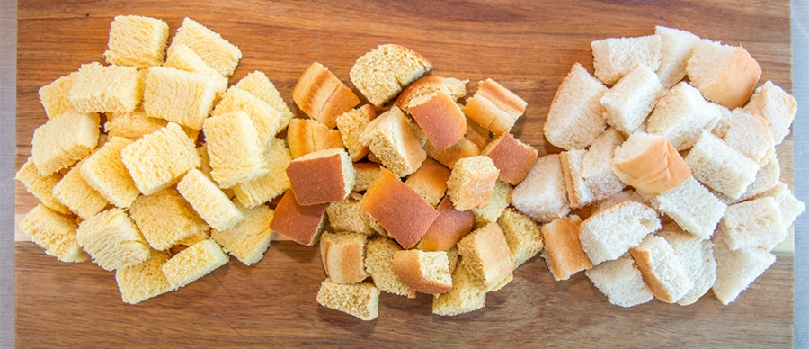 piles of croutons