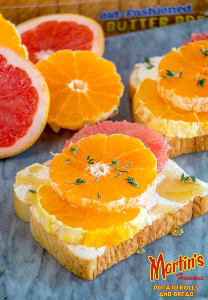 honey-thyme ricotta citrus toast