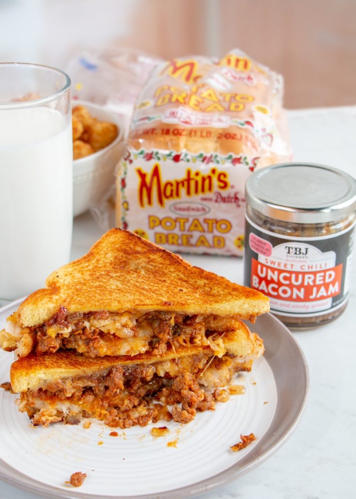 Breakfast Grilled Cheese with Sweet Chili Bacon Jam