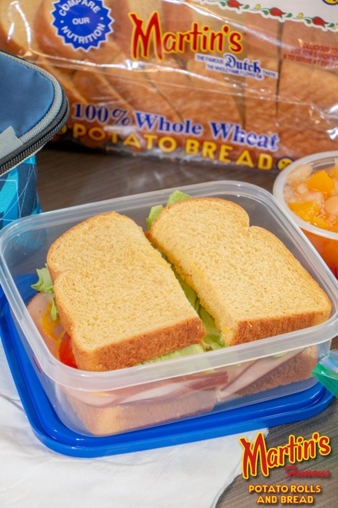 Ham and Cheese Sandwich in a hard plastic container
