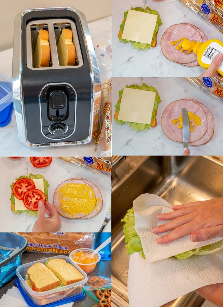 Lunchbox Hack 3; Image collage showing tips for keeping your sandwich fresh