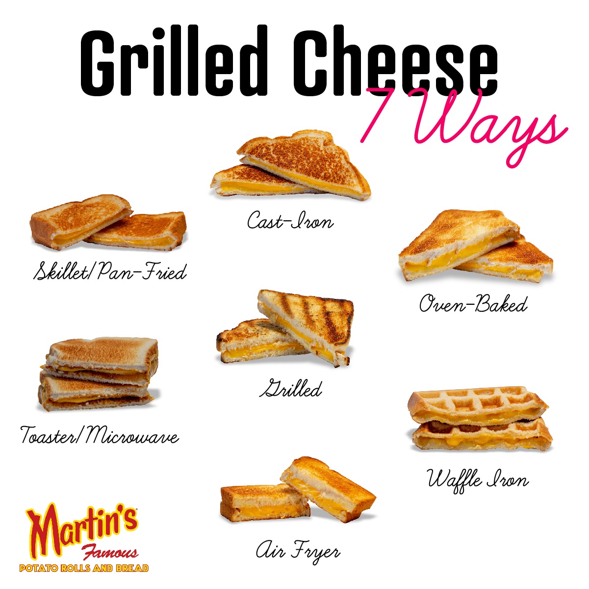 Continent hardwerkend efficiënt Grilled Cheese - 7 Ways - Martin's Famous Potato Rolls and Bread