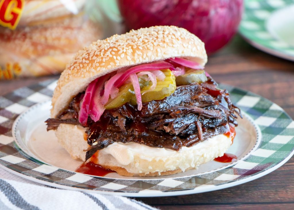 BBQ Brisket Sandwich with Pickled Onions