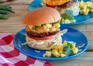 Caribbean Beach Burgers with Mango Salsa