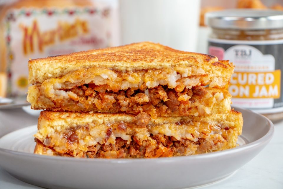 Breakfast Grilled Cheese with Chorizo and Gourmet Bacon Jam - Martin's ...