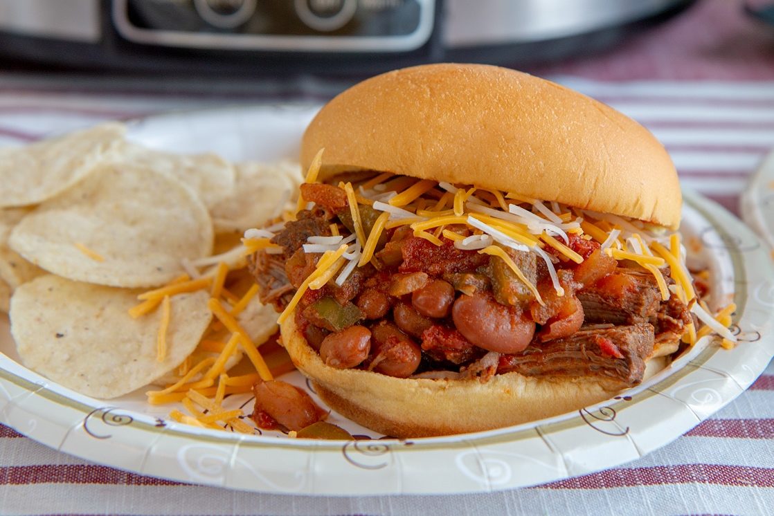 Chili Pulled Beef Sandwich
