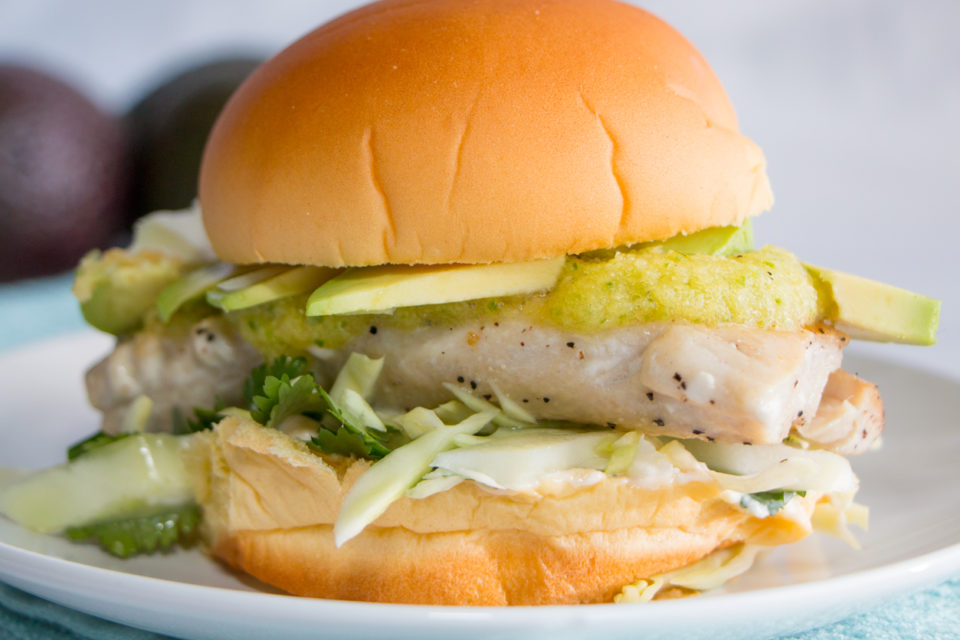 Grilled Fish Sandwich with Avocado Martin's Famous Potato Rolls and Bread