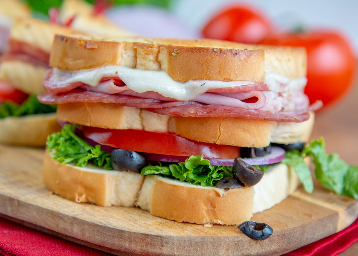 Hot Italian Club Sandwich - Martin's Famous Potato Rolls and Bread