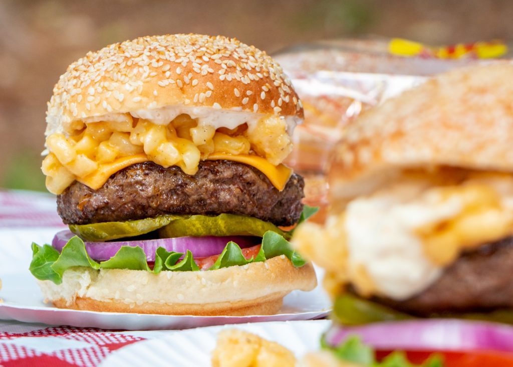 Campfire Mac and Cheese Burger