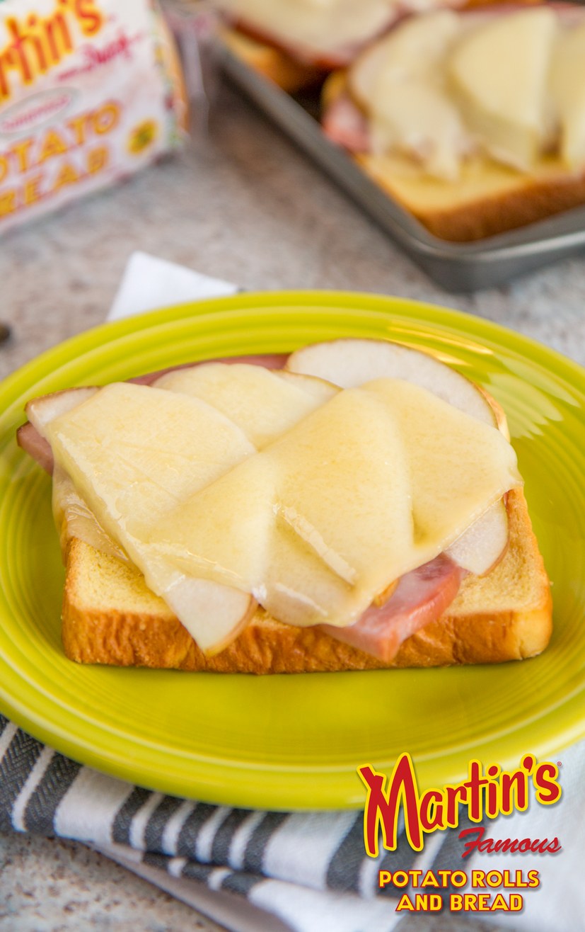 Open-Faced Ham Pear and Cheese Melt