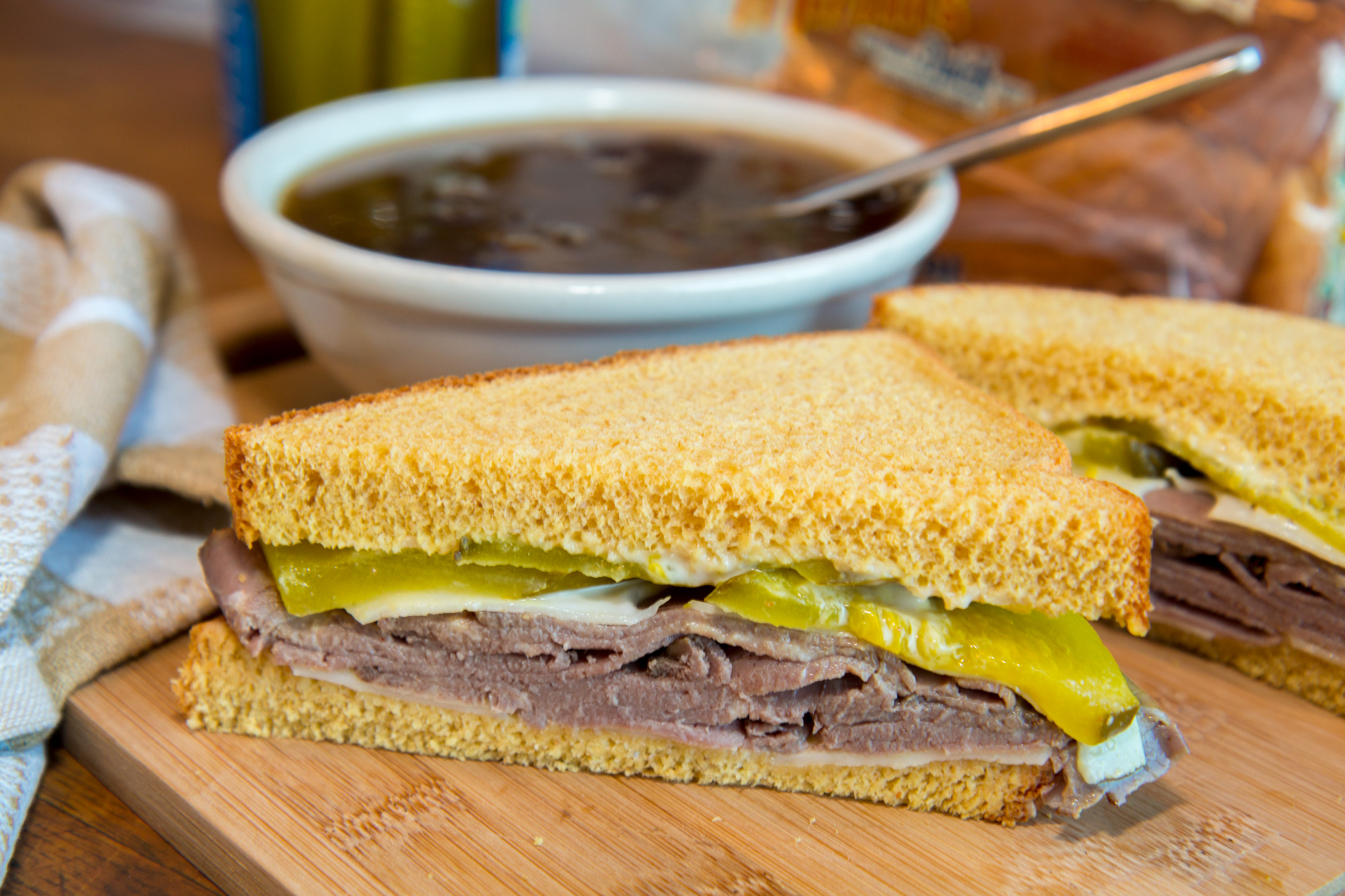Roast Beef Sandwich with french onion soup