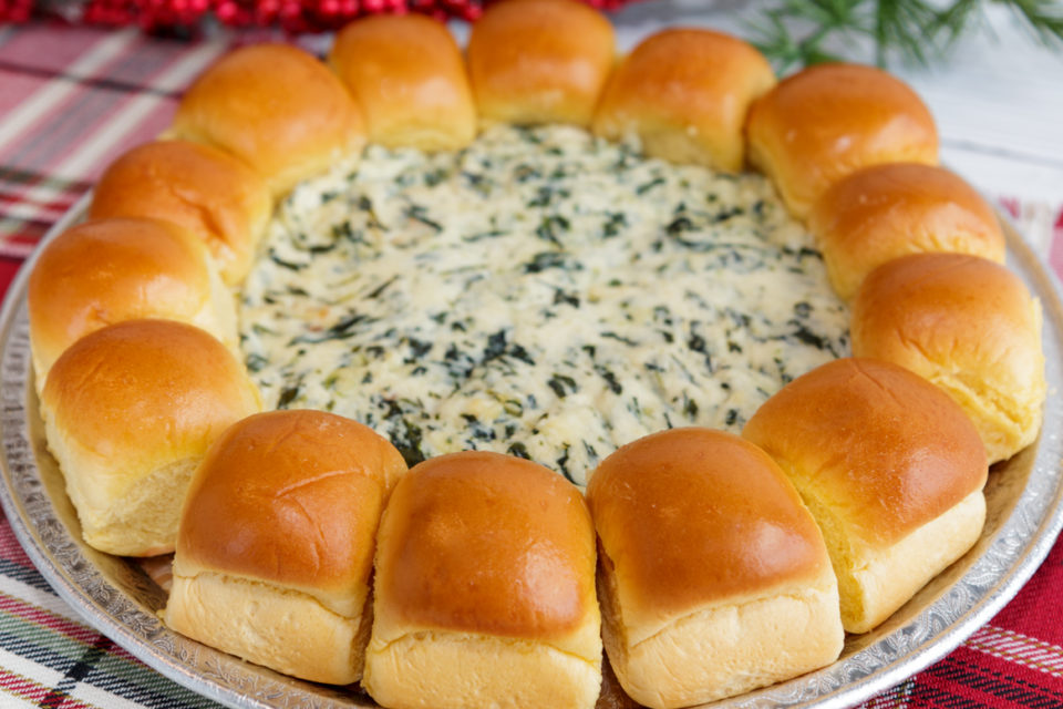 3 Cheese Spinach Dip Wreath - Martin's Famous Potato Rolls and Bread