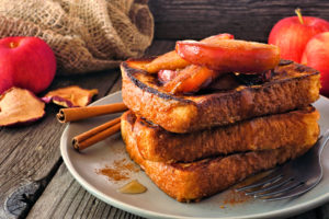 Apple Maple Bacon Stuffed Cinnamon Raisin French Toast