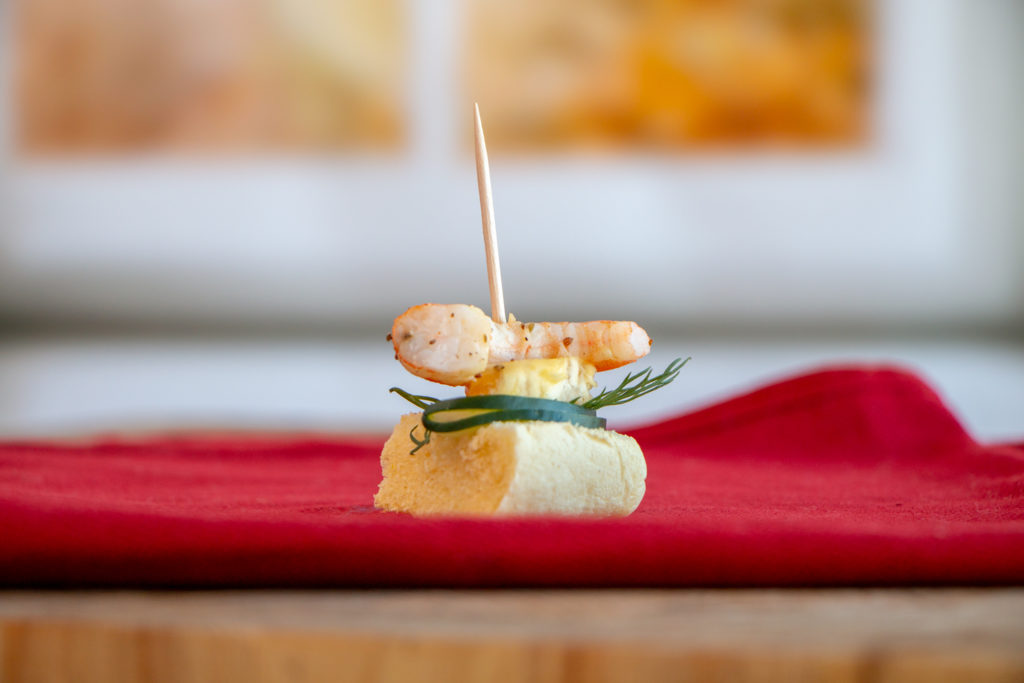 Assorted Holiday Crostini: Shrimp and Cucumber