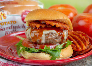 Havarti Burgers with Sweet Potato Fries