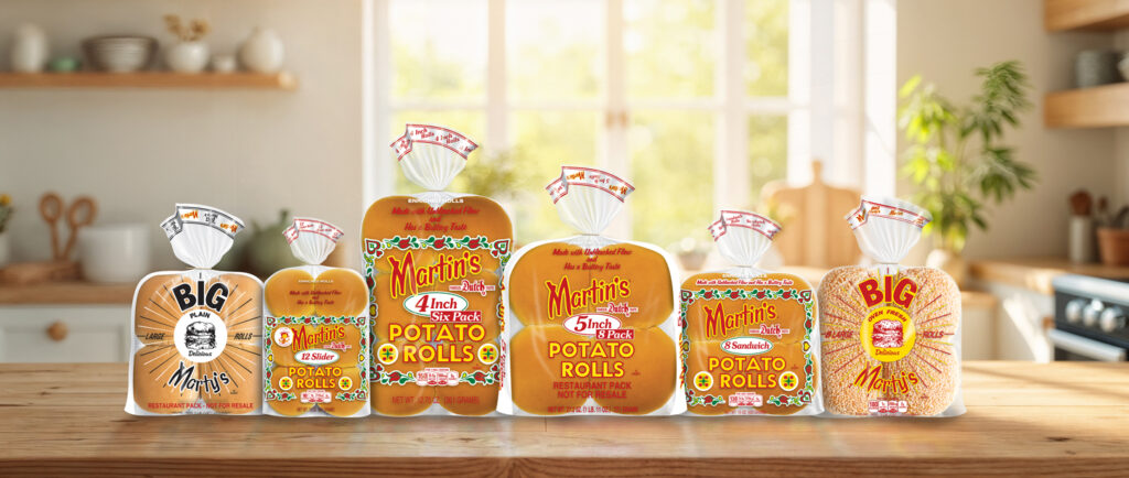 Martin's Burger Buns Product Lineup - Unseeded Big Marty’s Rolls, Slider Potato Rolls, 4-inch Potato Rolls, 5-Inch Potato Rolls, Sandwich Potato Rolls, Big Marty’s Rolls