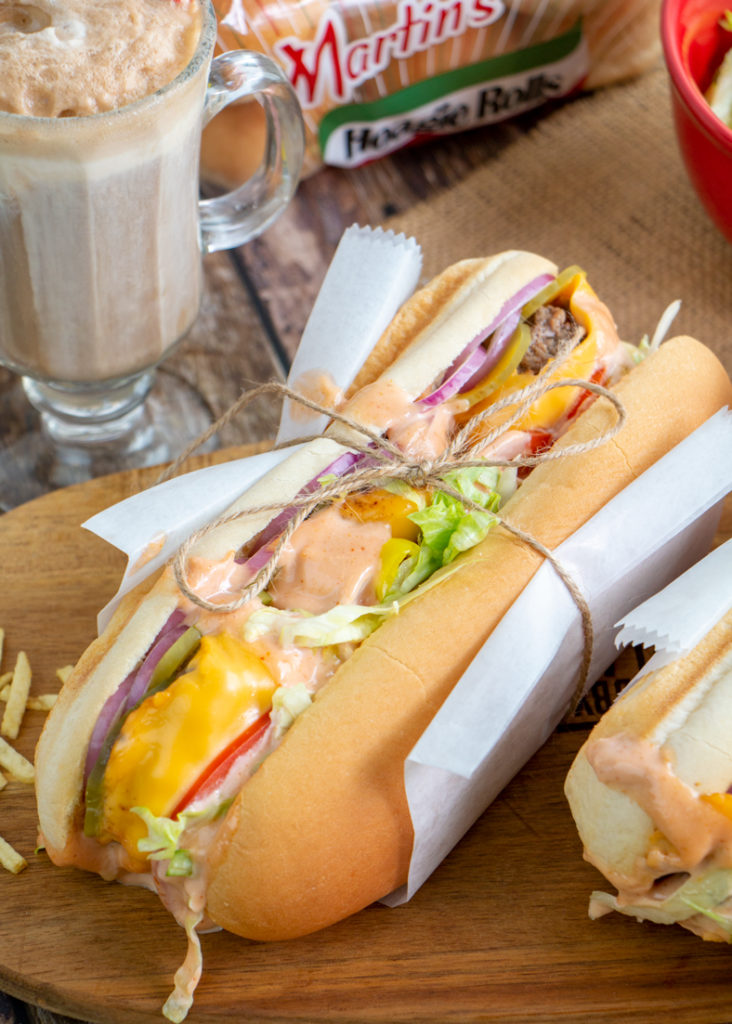 CheeseburgerHoagie4 Martin's Famous Potato Rolls and Bread