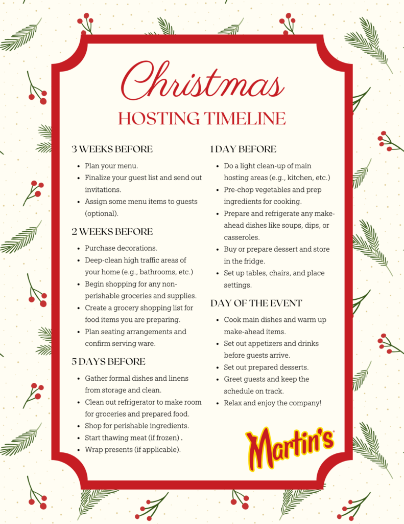 Christmas Hosting Timeline - Martin's Famous Potato Rolls and Bread