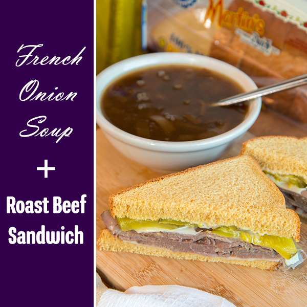 french onion soup with roast beef sandwich