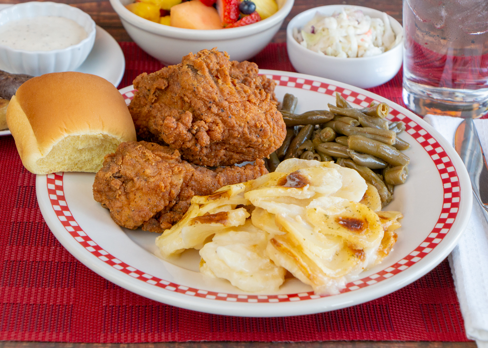 Fried Chicken Plate with Scalloped Potatoes