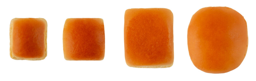 Martin's Slider Rolls side by side comparison - Party Potato Roll, Sliced Party Potato Roll, Dinner Potato Roll, Slider Potato Roll