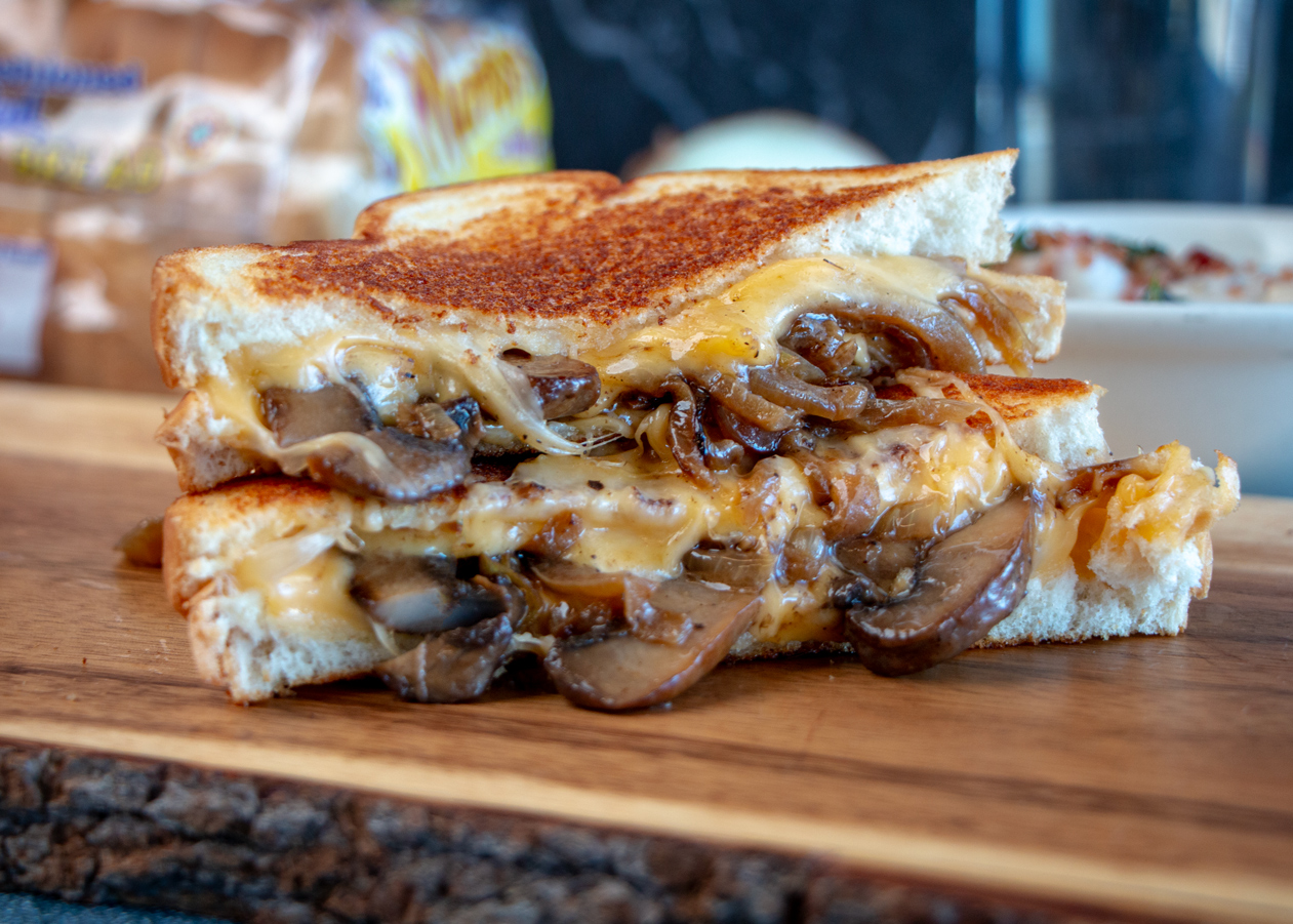 Gouda, Mushroom, Onion Grilled Cheese - Martin's Famous Potato Rolls and Bread