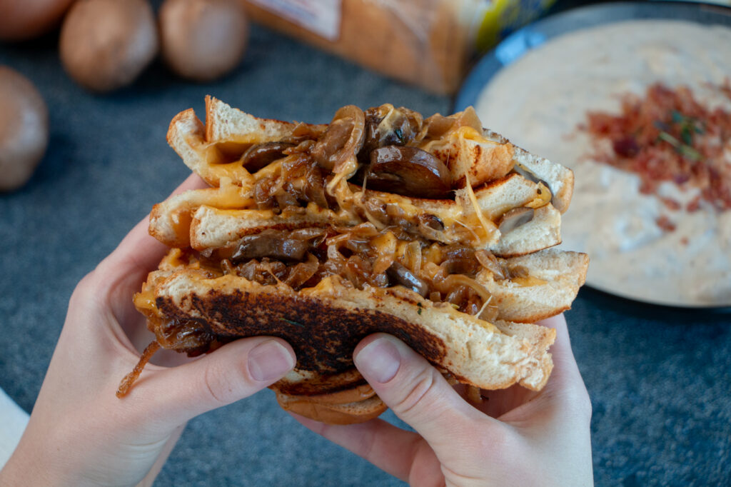 Gouda Mushroom Onion Grilled Cheese
