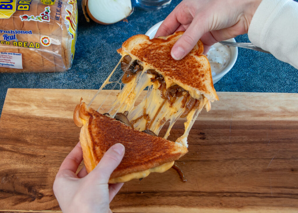 Gouda Mushroom Onion Grilled Cheese