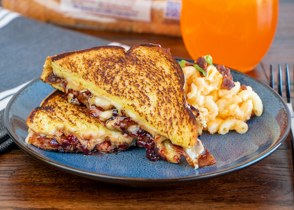 PB, Blackberry Pepper Jam, and Bacon Grilled Cheese