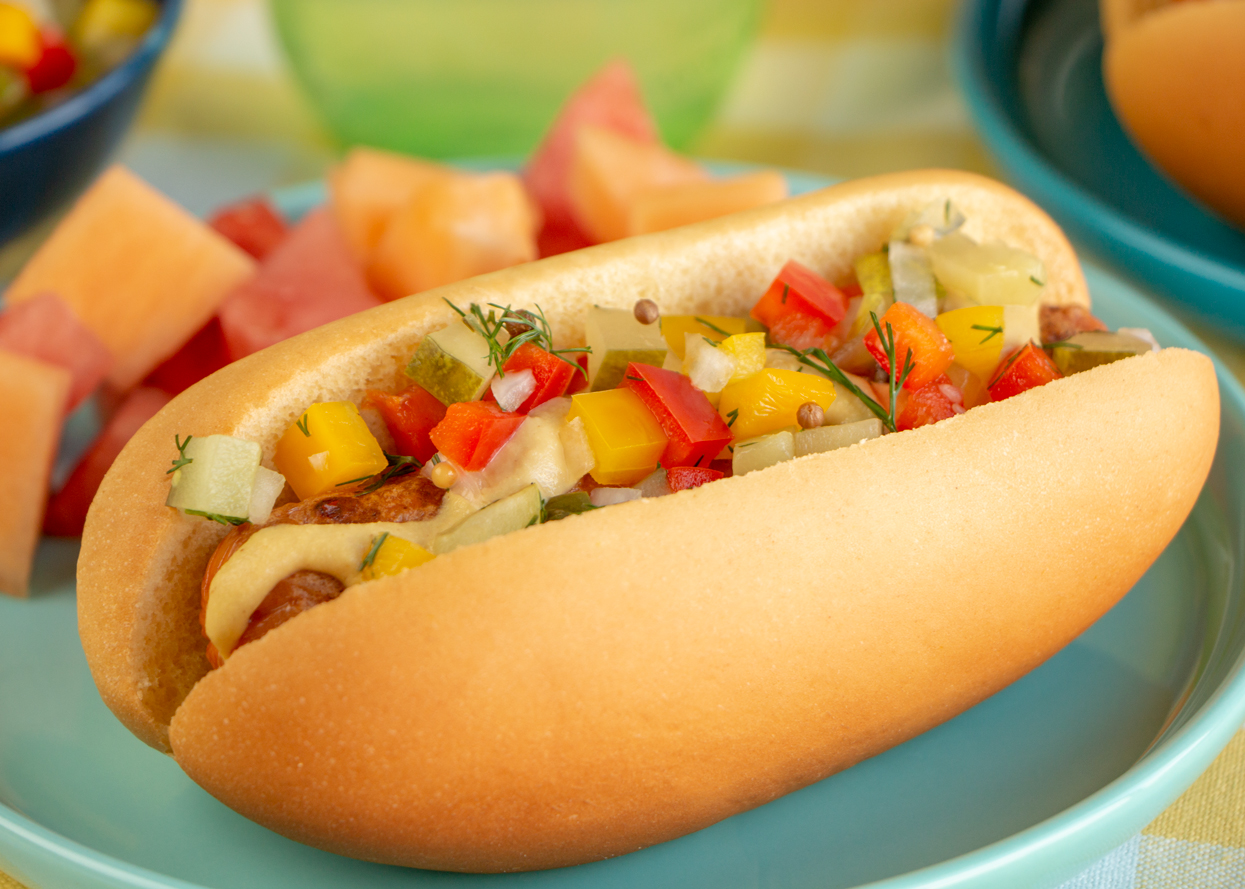 Grilled Link Hot Dogs with Homemade Pickle Relish Recipe