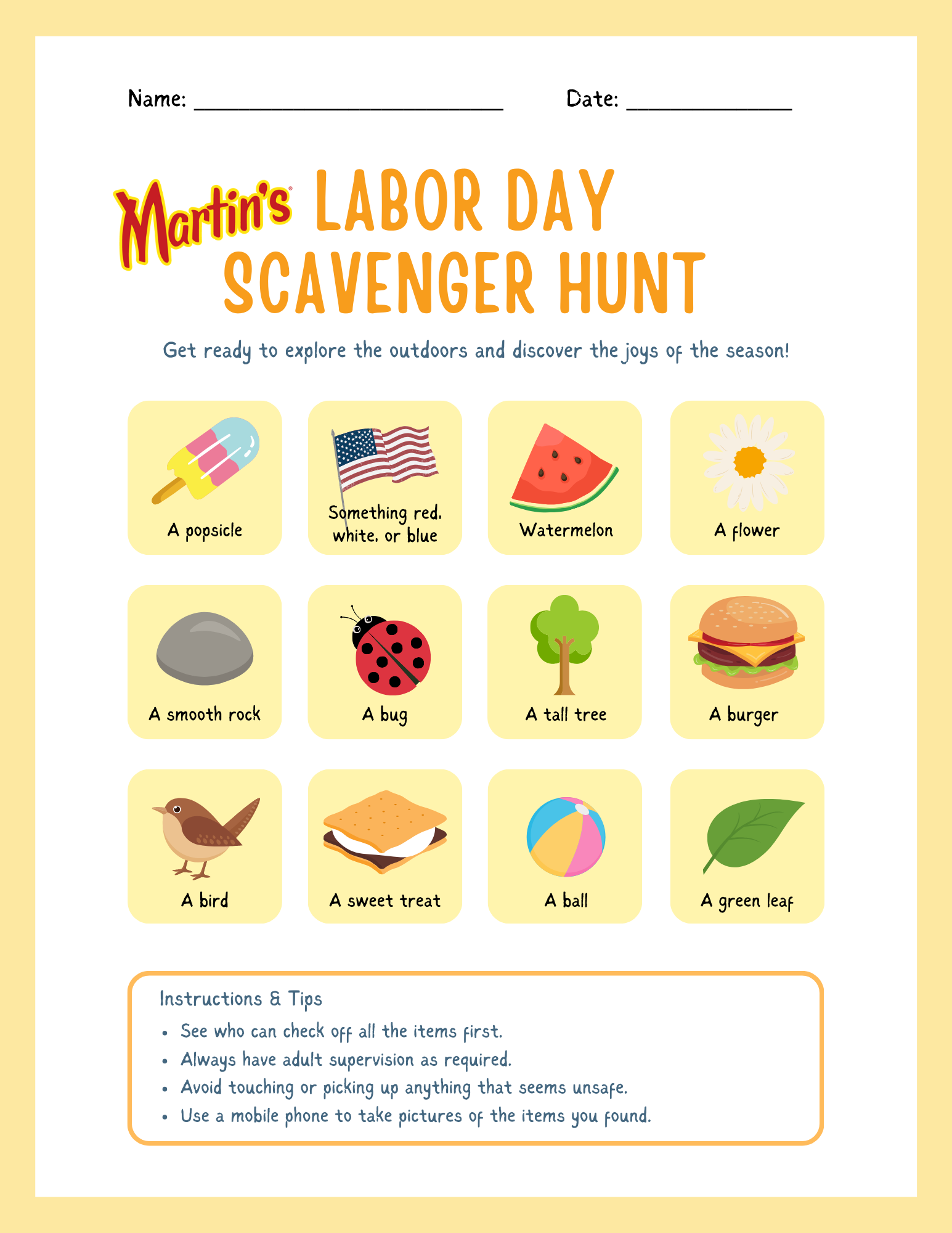 Labor Day Scavenger Hunt