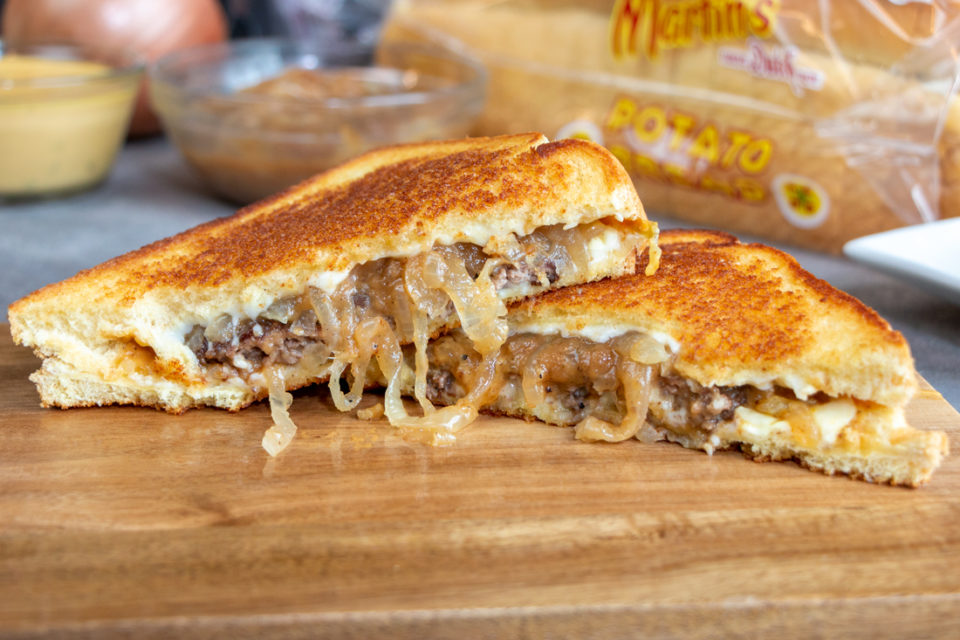 Smash Burger Grilled Cheese - Martin's Famous Potato Rolls and Bread