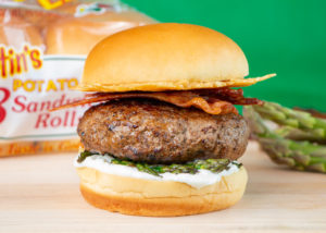 Parmesan Burger with Asparagus and Parmesan Crisps