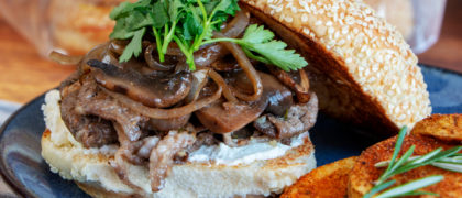Steak Sandwich with Whipped Goats Cheese Butter