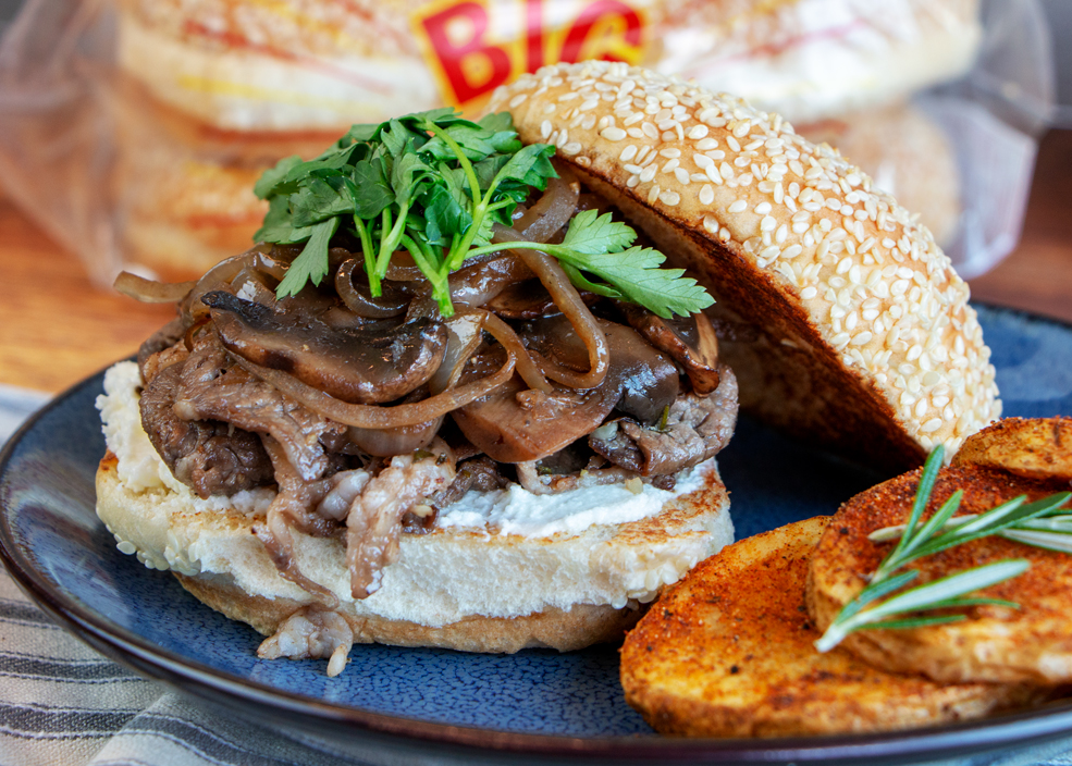 Steak Sandwich with Whipped Goats Cheese Butter
