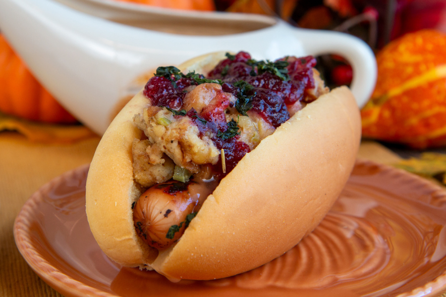 Thanksgiving Leftovers Recipe 18 - Thanksgiving Hot Dog (with Stuffing)
