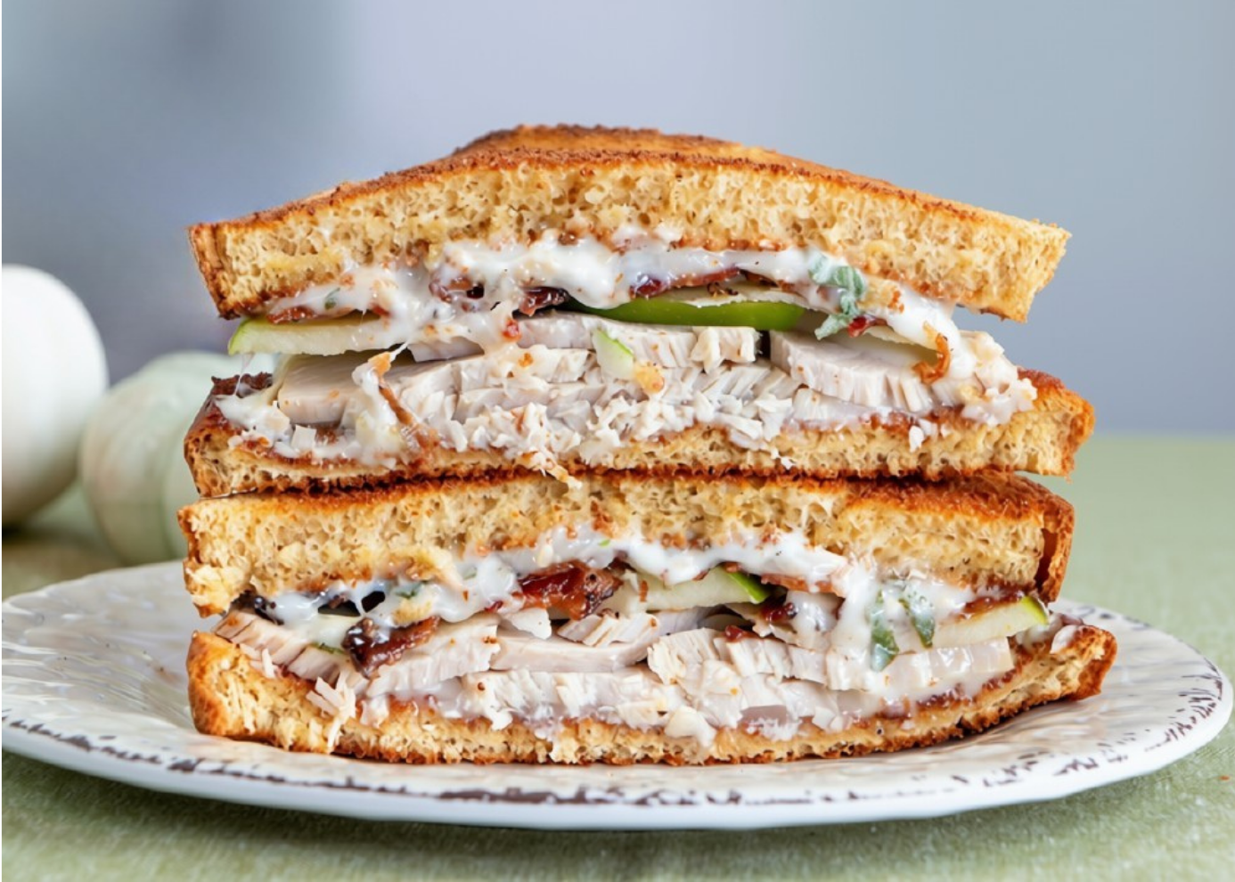 Turkey and Apple Grilled Cheese with Sage Mayonnaise
