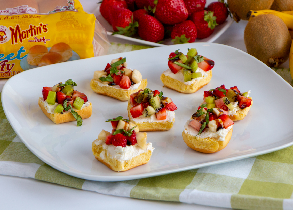 Whipped Goat Cheese Bruschetta (Sweet) Martin's Famous Potato Rolls