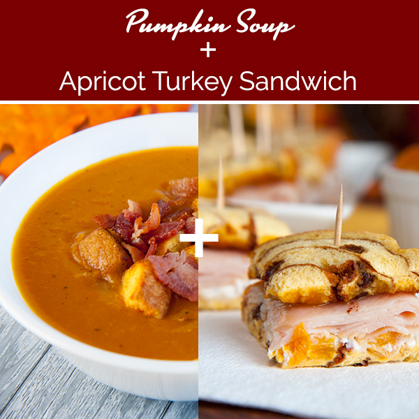 pumpkin soup with apricot turkey sandwich